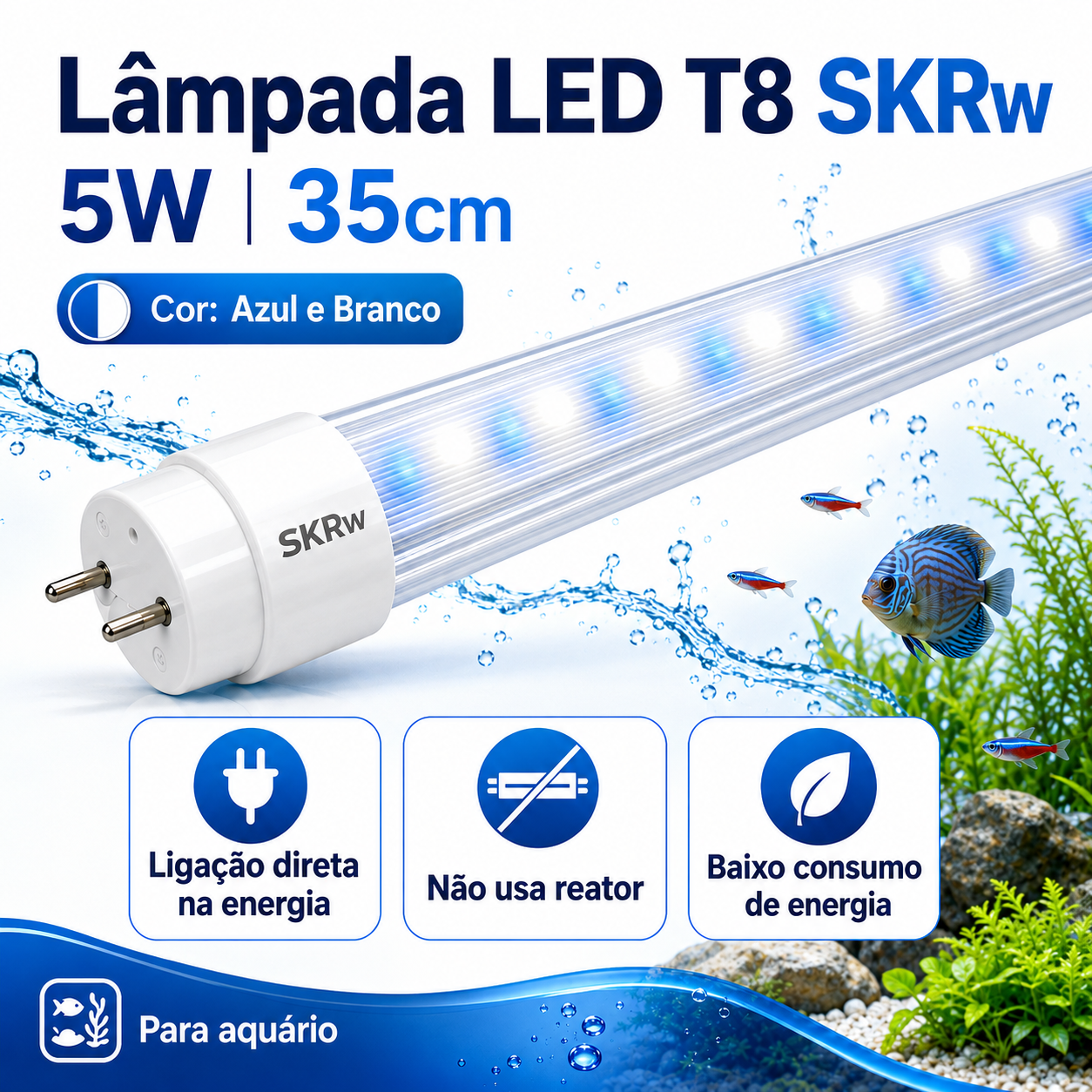 SKRw LAMPADA DE LED TUBOL.T8 5W 35CM