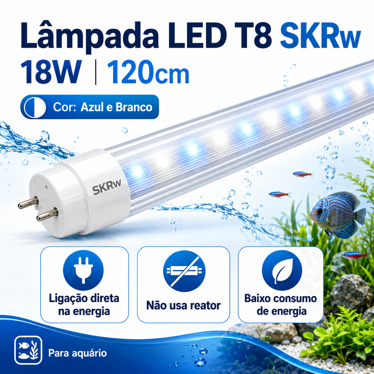 SKRw LAMPADA DE LED TUBOL.T8 18W 120CM