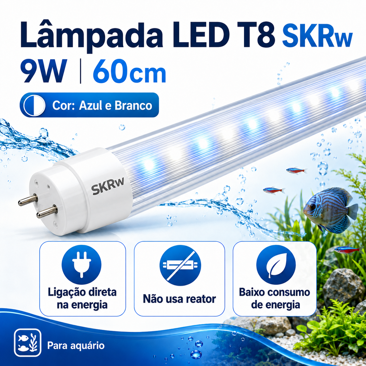 SKRw LAMPADA DE LED TUBOL.T8  9W 60CM
