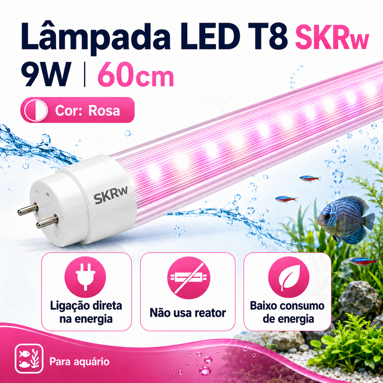 SKRw LAMPADA DE LED TUBOL.T8  9W 60CM