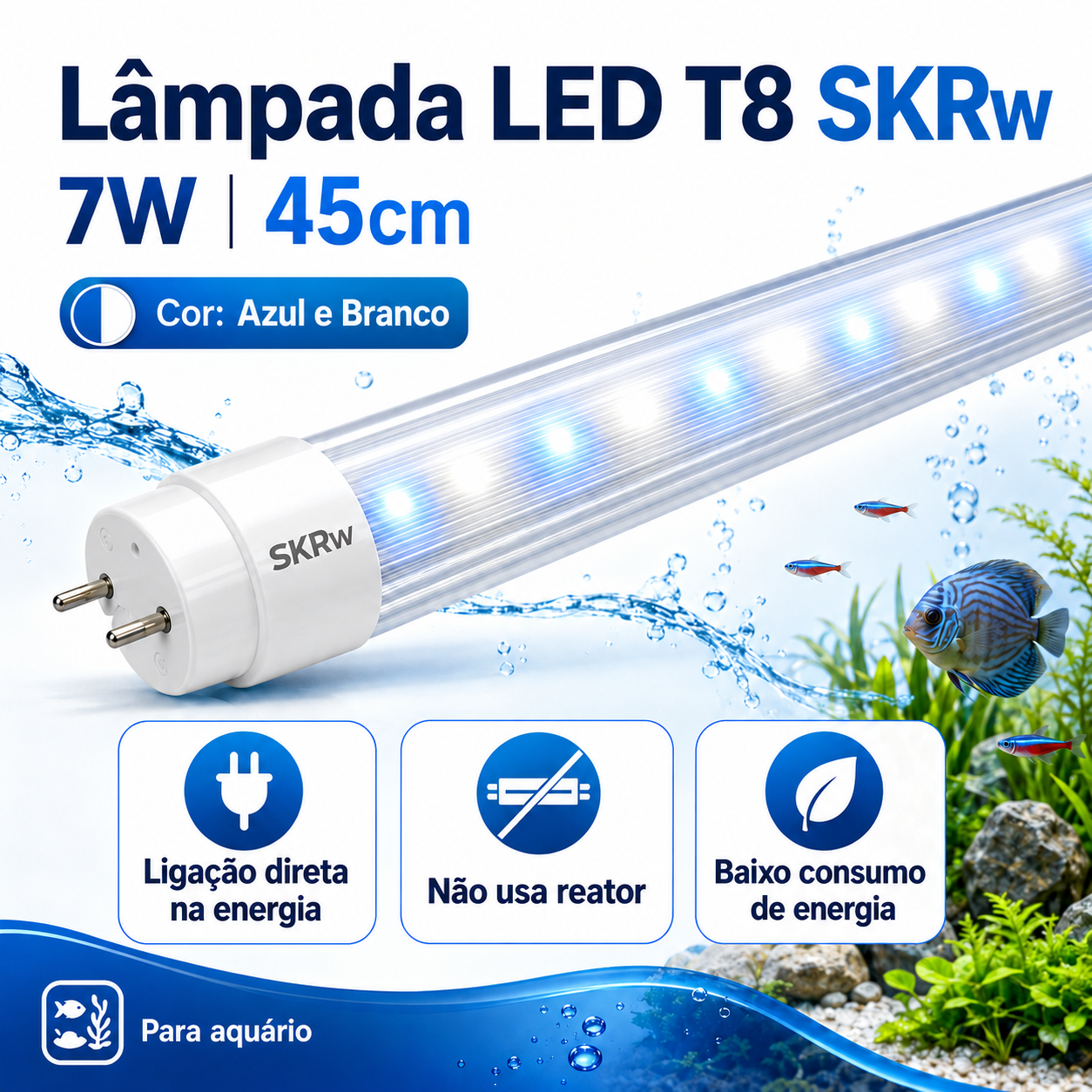 SKRw LAMPADA DE LED TUBOL.T8  7W 45CM