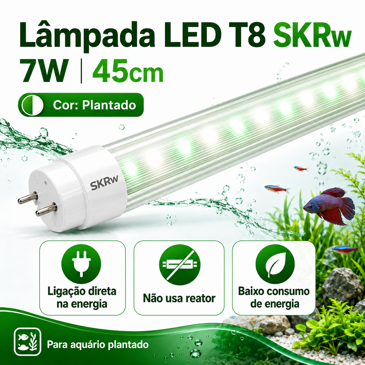 SKRw LAMPADA DE LED TUBOL.T8  7W 45CM