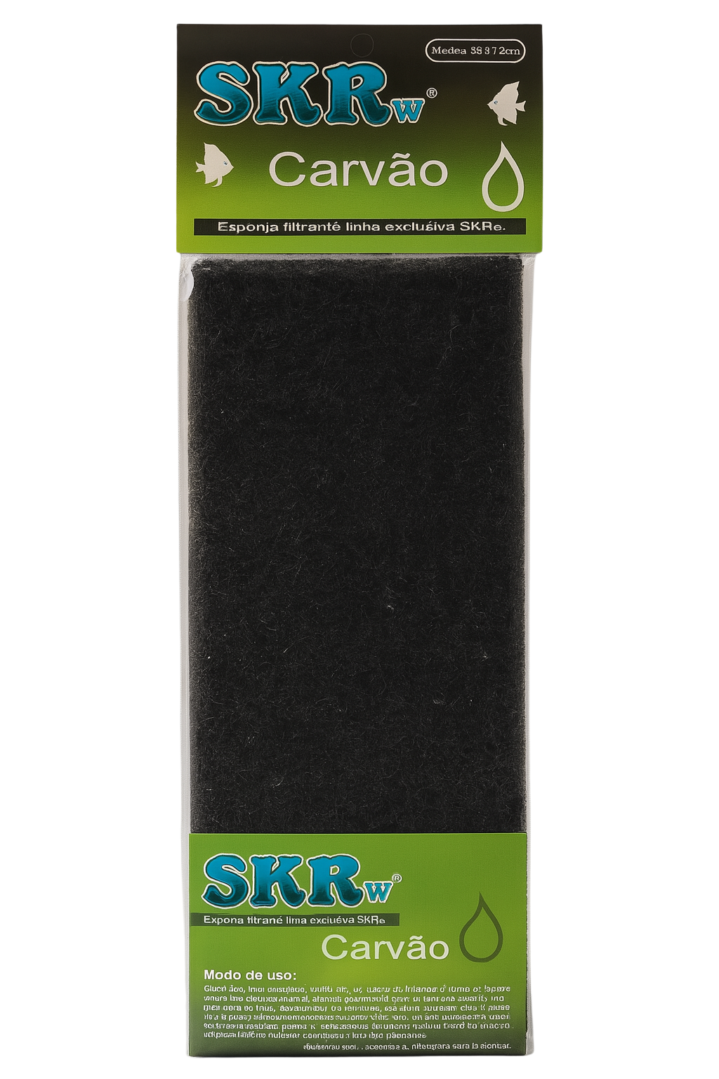 ESPONJA FILTRANTE SKRw CARVAO ATIVADO   33X12CM