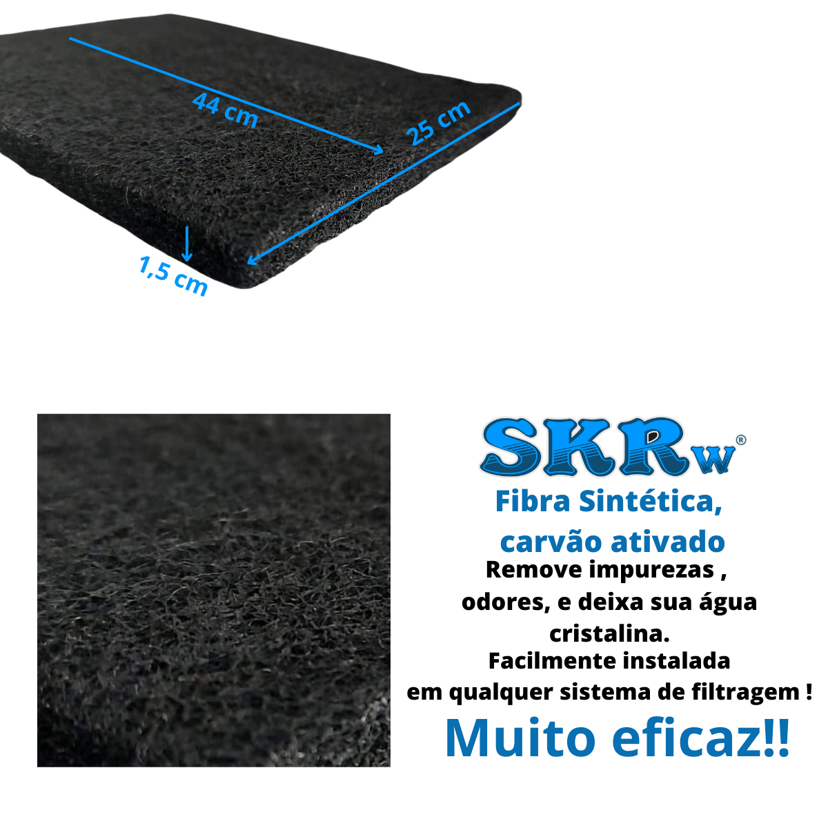 SKRw ESPONJA FILTRANTE CARVAO ATIVADO  44X25CM