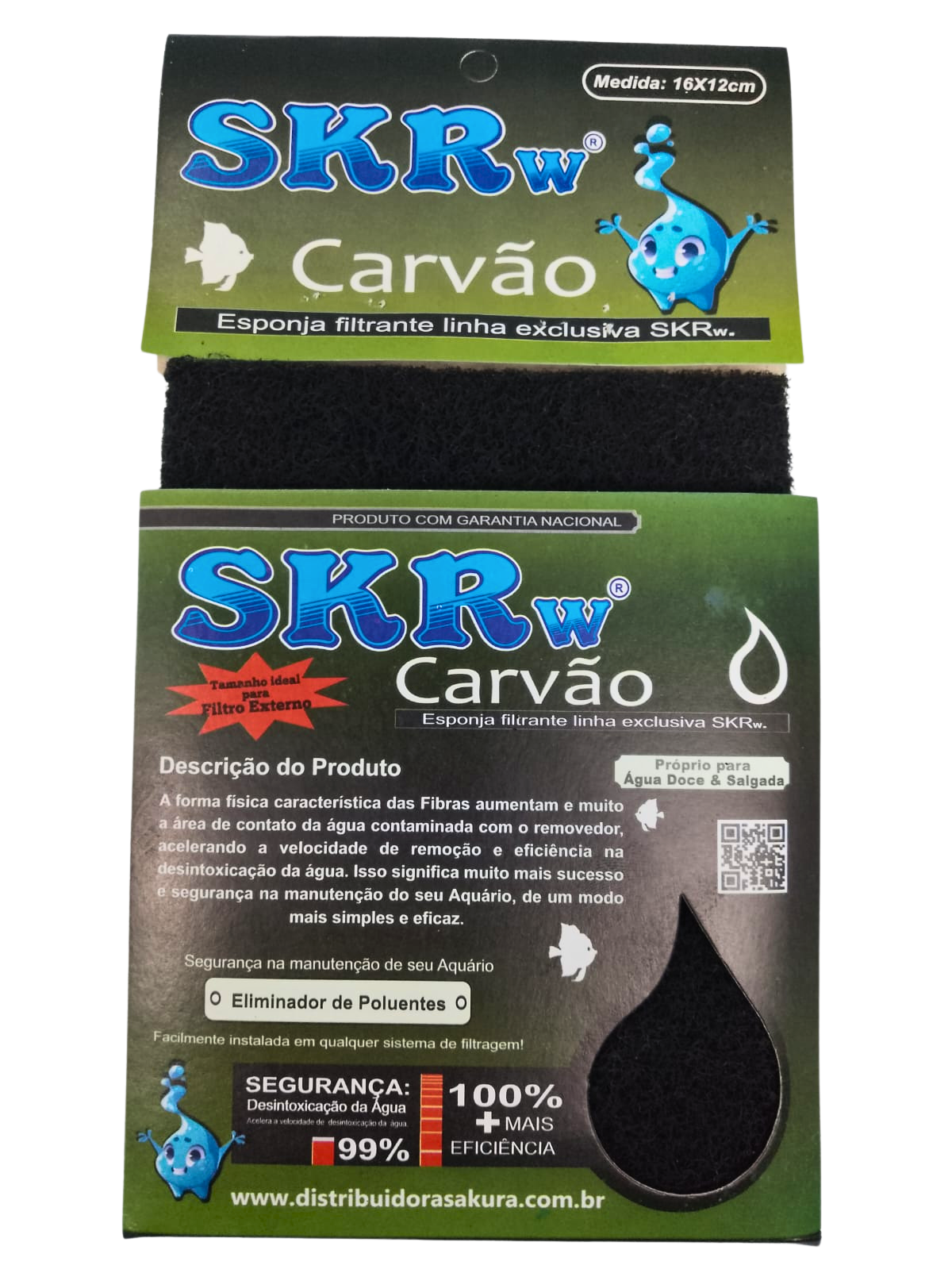 ESPONJA SKRw FILTRANTE CARVAO ATIVADO   16X12CM