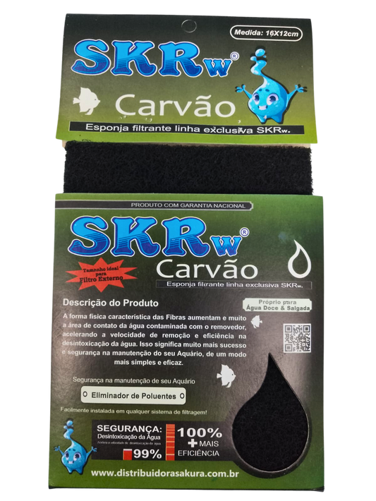 ESPONJA SKRw FILTRANTE CARVAO ATIVADO   16X12CM