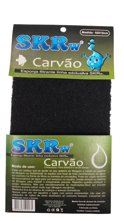 ESPONJA SKRw FILTRANTE CARVAO ATIVADO   16X12CM