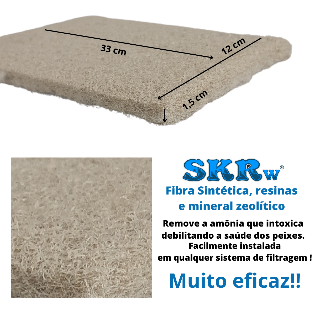 ESPONJA FILTRANTE SKRw REMOVE AMONIA   33X12CM