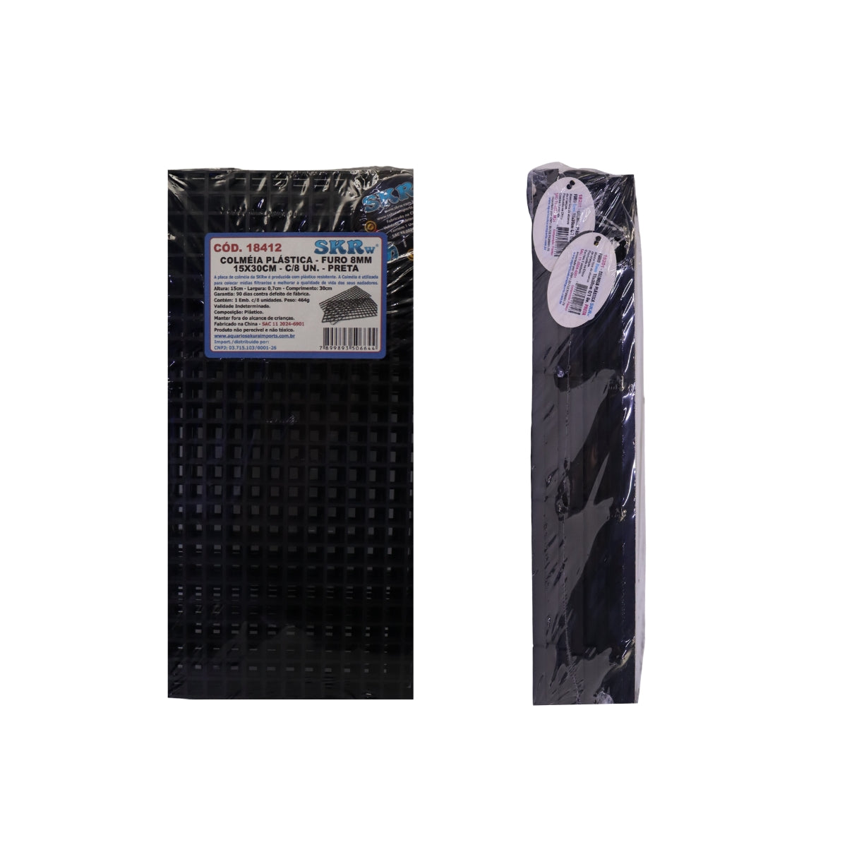 COLMEIA PLASTICA FURO  8MM 15X30CM C/ 8 PRETA SKRw