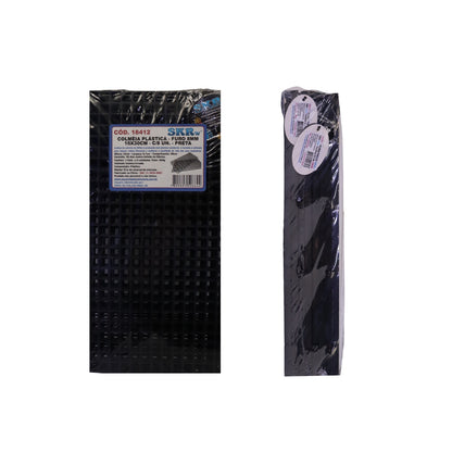 COLMEIA PLASTICA FURO  8MM 15X30CM C/ 8 PRETA SKRw